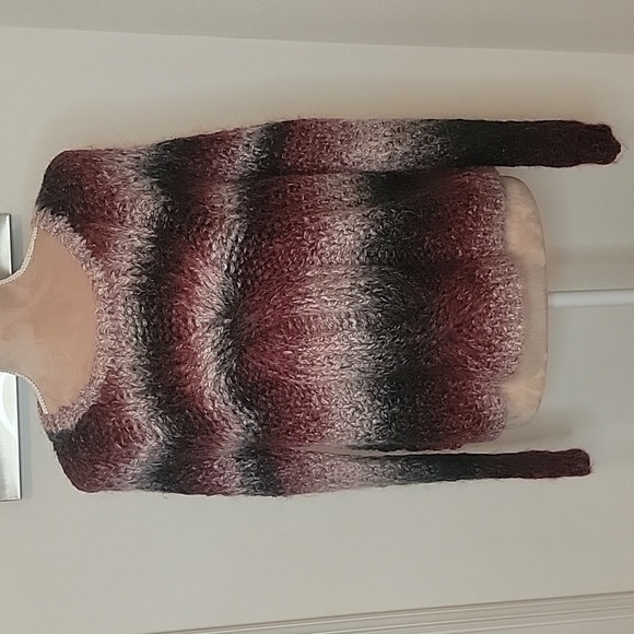 Nordstrom elevenparis 'Tucy' Striped Mohair Blend Cable Knit Sweater, Size M - Picture 1 of 9